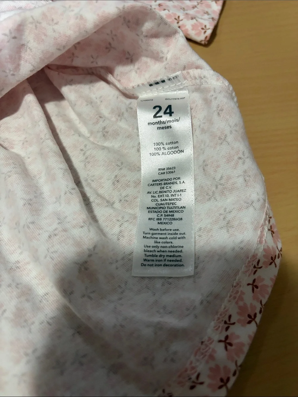 Carter's Peach Pink Floral Long-Sleeve Pajama Nightgown